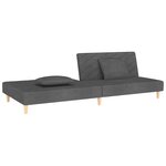 vidaXL Canapé-lit à 2 places avec deux oreillers Gris foncé Tissu