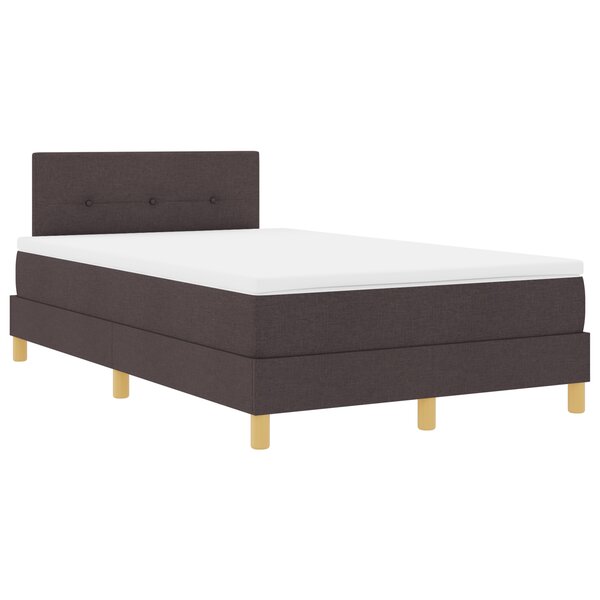 vidaXL Lit avec sommier et matelas & LED marron foncé 120x200 cm en tissu