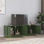 vidaXL Meubles TV 2 Pièces vert olive 67x39x44 cm acier