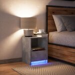 vidaXL Armoire de chevet et lumières LED gris béton bois d'ingénierie