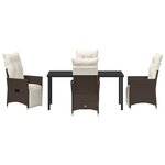 vidaXL Ensemble de jardin de 5 pièces avec coussins en poly rotin marron
