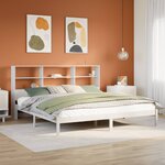 vidaXL Lit bibliothèque sans matelas blanc 200x200 cm bois pin massif
