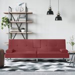 vidaXL Canapé-lit avec porte-gobelets rouge bordeaux similicuir