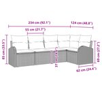 vidaXL Ensemble de canapé de jardin 5 pièces avec coussins - Rotin poly beige