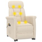 vidaXL Fauteuil inclinable de massage électrique Beige Microfibre