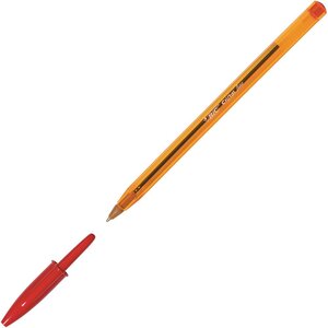 Stylo bille, Cristal Fine, pointe fine (0,8 mm), corps orange, encre rouge (paquet 50 unités)