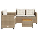 vidaXL Canapé de jardin avec table et coussins en forme de L beige