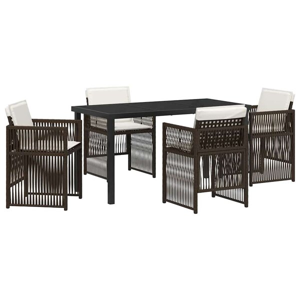 vidaXL Ensemble de salle à manger pour jardin 5 Pièces Marron Poly rotin