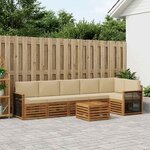 vidaXL Ensemble de canapé d'angle avec coussin 6 Pièces Naturel