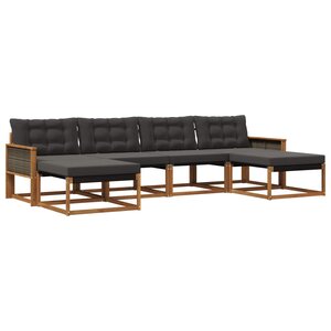 vidaXL Ensemble de canapés d'extérieur 6 pc Naturel et noir