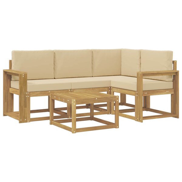 vidaXL Ensemble de canapés d'extérieur 5 pc Blanc et Beige