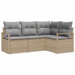 vidaXL Ensemble de canapé de jardin 4 Pièces Beige et Gris clair