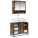 vidaXL Armoire lavabo de salle de bain chêne fumé bois d'ingénierie