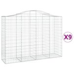 vidaXL Paniers à gabions arqués 9 Pièces 200x50x140/160 cm Fer galvanisé