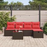 vidaXL Ensemble de canapé de jardin 6 Pièces Marron polyrotin