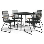 vidaXL Ensemble à manger de jardin 5 Pièces Noir Rotin PVC