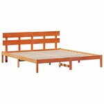 vidaXL Cadre de lit marron ciré 200x200 cm avec tête de lit en bois massif de pin