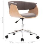 vidaXL Chaise pivotante de bureau Taupe Bois courbé et tissu