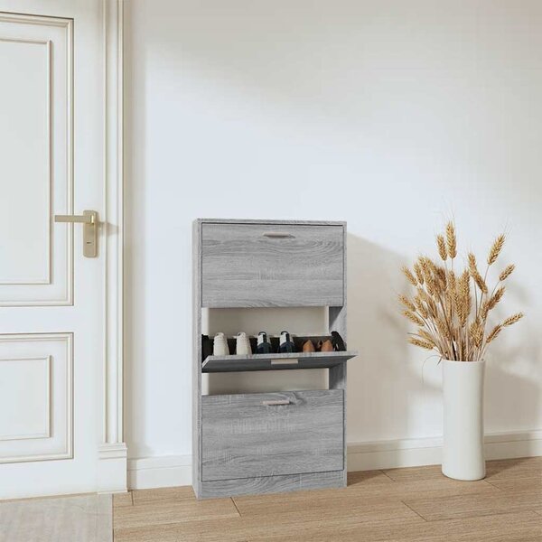 vidaXL Armoire à chaussures Sonoma gris 59x17x108 cm Bois d'ingénierie