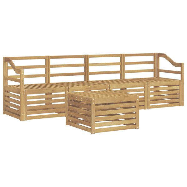 vidaXL Ensemble de canapés d'extérieur 5 pc Blanc Bois d'Acacia Massif