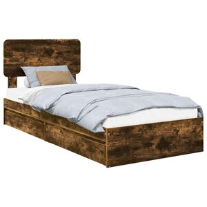 vidaXL Lit de Rangement Chêne fumé 100 x 200 cm Bois d'ingénierie