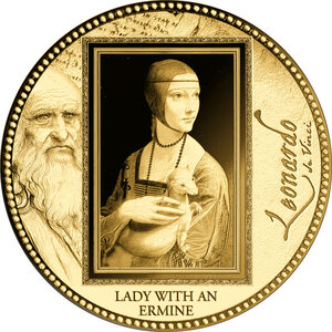 Monnaie LADY WITH AN ERMINE Da Vinci 1/200 Oz Or 5000 Francs Gabon (PRÉCOMMANDE)