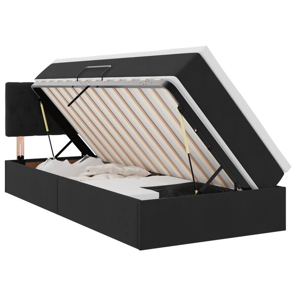 vidaXL Lit de Rangement avec tête de lit Noir 90 x 200 cm Velours