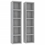 vidaXL Armoires à CD 2 Pièces Sonoma gris 21x16x93 5 cm Bois d'ingénierie