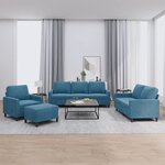 vidaXL Ensemble de canapés 4 Pièces avec coussins Bleu Velours