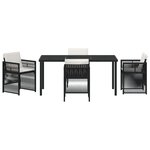Ensemble de salle à manger jardin vidaXL 5 pièces avec coussins en poly rotin noir