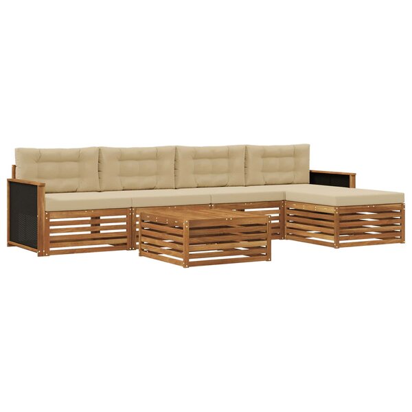 vidaXL Ensemble de canapés d'extérieur 6 Pièces Naturel et Beige