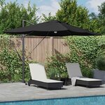 vidaXL Parasol Roma à Bras Déporté Noir et Noir 352 x 251 x 265 cm