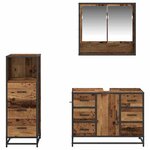 vidaXL Ensemble de mobilier de salle de bain 3 Pièces Bois ancien