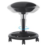 Tabouret de travail dynamique chaise de bureau pivotante ergonomique avec roulettes siège extra large inclinaison à 10° hauteur réglable rembourrage épais noir 12_0001457