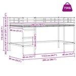 vidaXL Cadre de lit superposé pour enfants avec rideaux Noir et rose