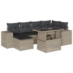 vidaXL Salon de jardin avec coussins 7 Pièces gris clair résine tressée