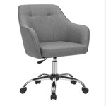 Fauteuil de bureau chaise pivotante confortable siège ergonomique réglable en hauteur charge 120 kg cadre enacier tissu imitation lin pour bureau gris 12_0005879