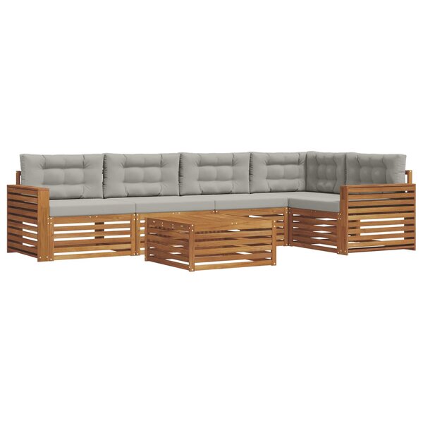 vidaXL Ensemble de canapés d'extérieur 6 pc Gris Naturel et Clair