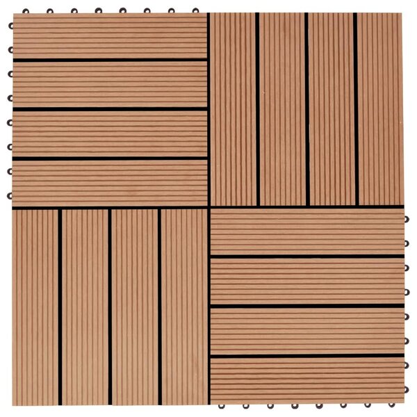 vidaXL Carreau de terrasse 11 Pièces WPC 30 x 30 cm 1 m² Couleur Teck