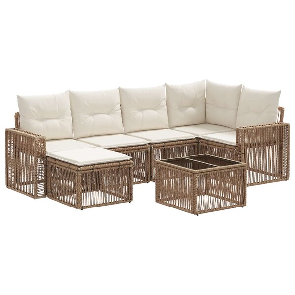 vidaXL Ensemble de canapé de jardin 7 Pièces Beige et blanc crème