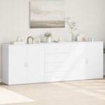 vidaXL Buffets 3 Pièces Blanc Bois d'ingénierie
