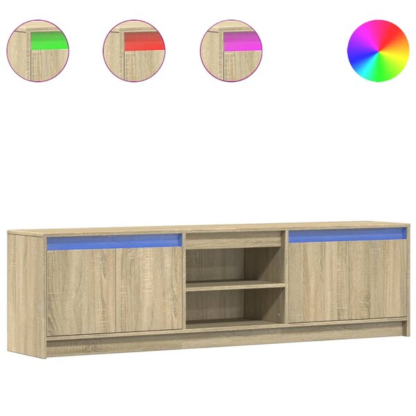 vidaXL Meuble TV avec LED chêne sonoma 180x34x50 cm bois d'ingénierie