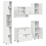 vidaXL Ensemble de mobilier de salle de bain 5 Pièces Blanc brillant