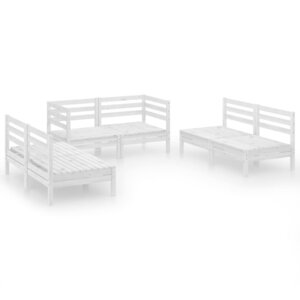 Salon de jardin meuble d'extérieur ensemble de mobilier 6 pièces blanc bois de pin massif 02_0016964