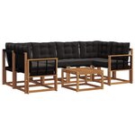 vidaXL Ensemble de canapés d'extérieur 7 pc Naturel et Noir