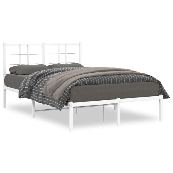 vidaXL Cadre de lit métal sans matelas et tête de lit blanc 120x190 cm