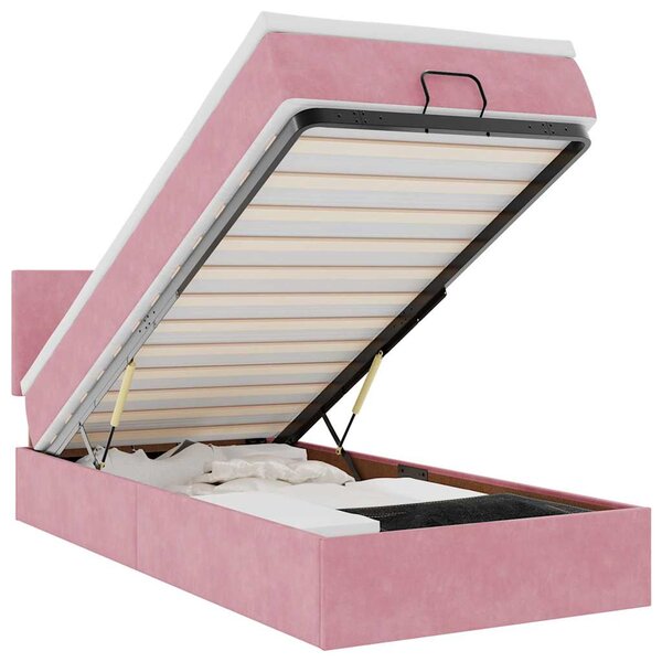vidaXL Cadre de lit ottoman avec matelas rose 90x190 cm velours