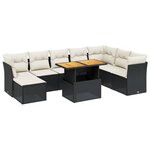 vidaXL Salon de jardin 9 Pièces avec coussins noir résine tressée