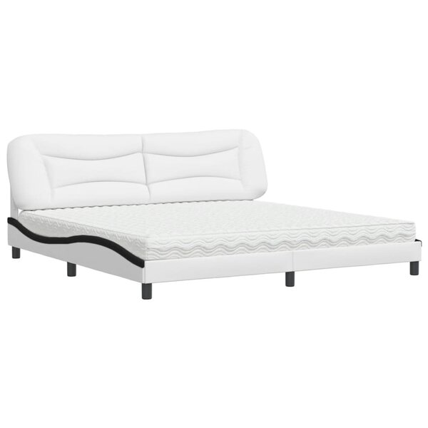 vidaXL Lit avec matelas Hvar blanc et noir 200x200 cm similicuir