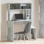 vidaXL Bureau avec étagères gris béton 100x45x140 cm bois d'ingénierie